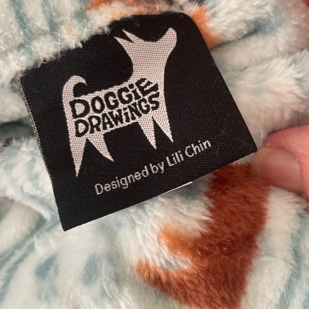 Berkshire Blanket Doggie Drawings Throw - Teal and Brown - Picture 6 of 10